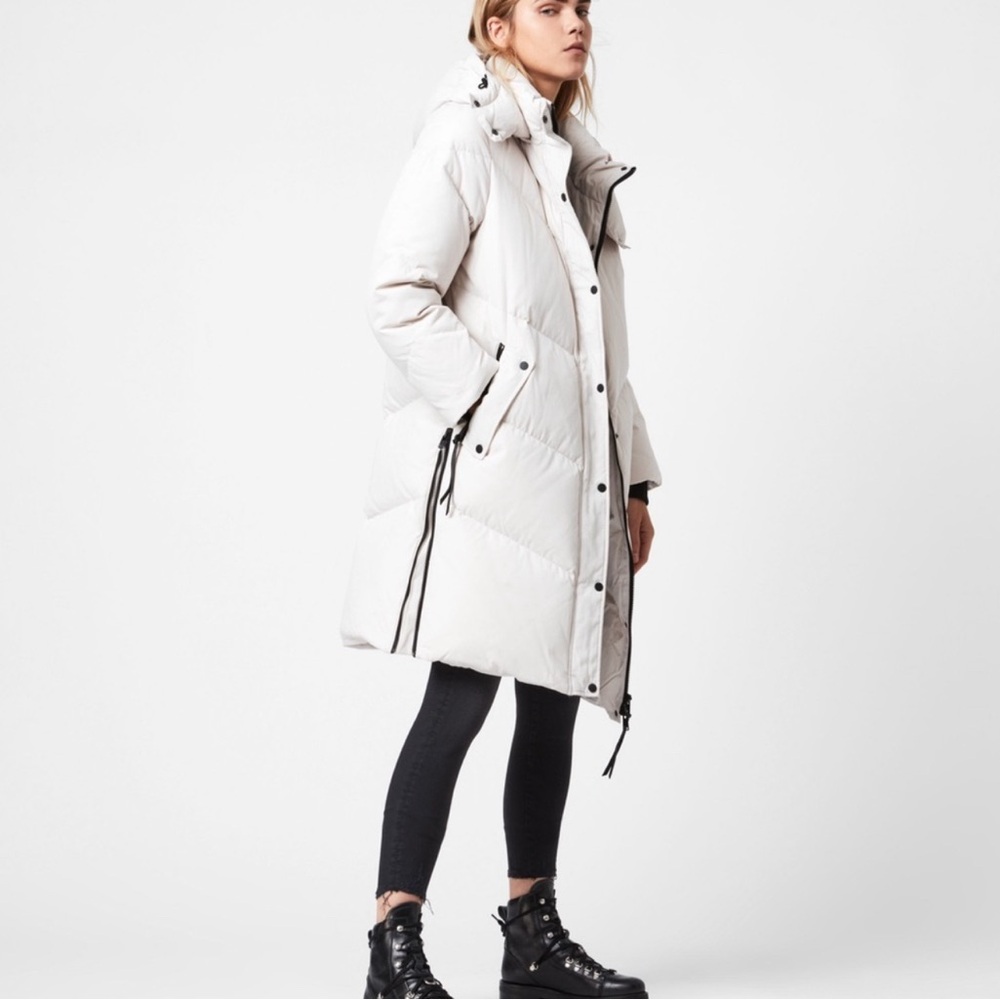 All Saints Women's White Puffer Coat